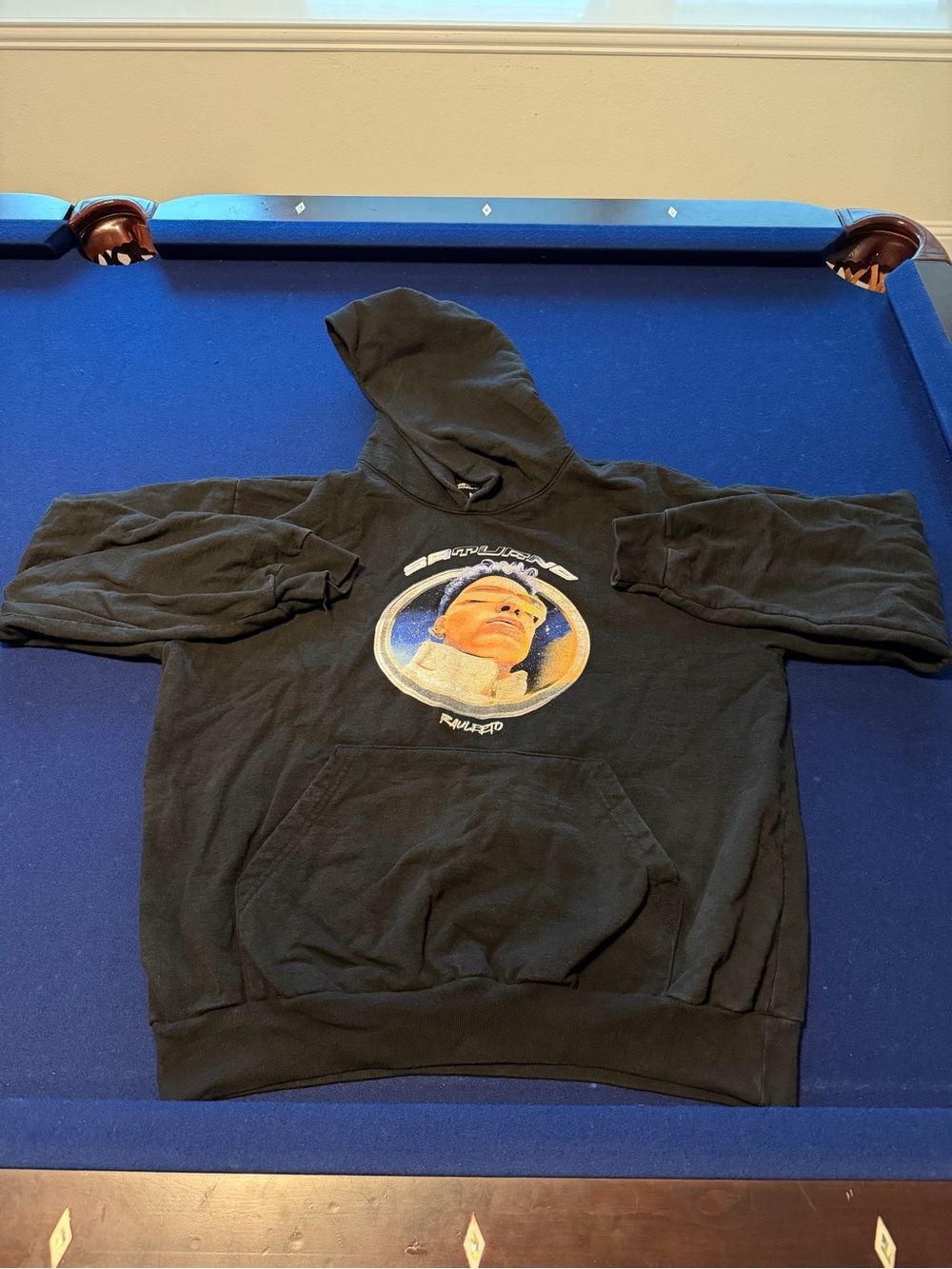 Black Graphic Hoodie with Astronaut Print